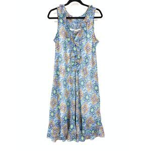 Studio By JPR Midi Dress Sleeveless Womens Sz Large Mosaic Pattern Lace Up Front